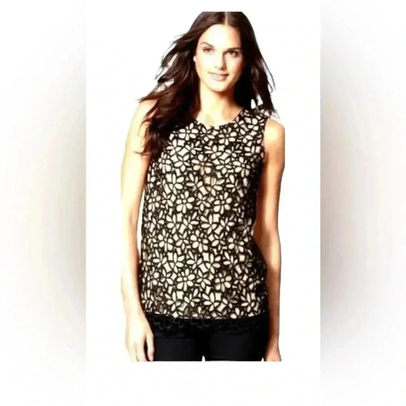 Lela Rose x Neiman Marcus Target Black Lace Sleeveless Guipure Top Women’s Size - Picture 1 of 10